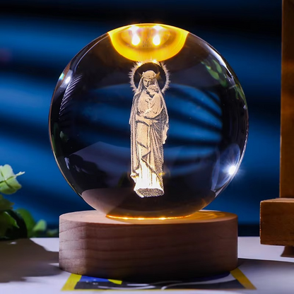 Lámpara Esférica de Cristal Iluminada