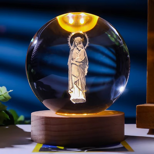 Lámpara Esférica de Cristal Iluminada