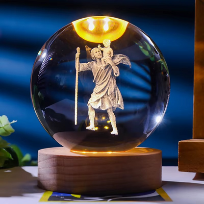 Lámpara Esférica de Cristal Iluminada