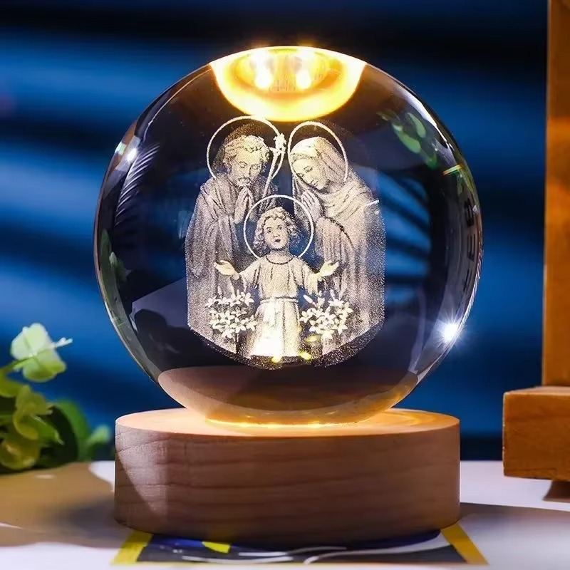 Lámpara Esférica de Cristal Iluminada